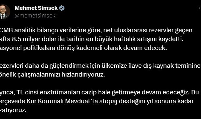 Bakan Şimşek: "Ülkemize ilave dış kaynak teminine yönelik çalışmalarımızı hızlandırıyoruz"