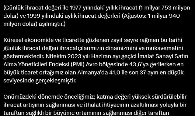 Günlük ihracat 2 milyar 121 milyon dolar ile rekor tazeledi