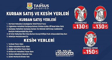 Tarsus'ta kurbanlık fiyatları ile satış ve kesim yerleri belirlendi