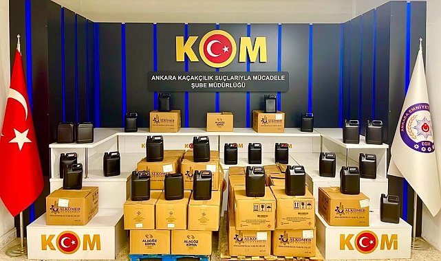 Ankara'da yaklaşık 1 milyon lira değerinde etil alkol ele geçirildi