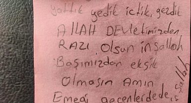 Depremzede vatandaşın yazdığı teşekkür notu duygulandırdı