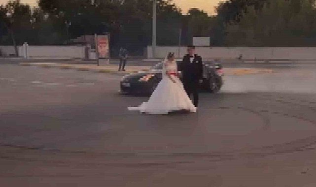 Gelin ve damat etrafında drift atan sürücüye ceza yağdı