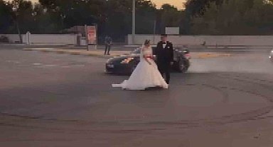 Gelin ve damat etrafında drift atan sürücüye ceza yağdı