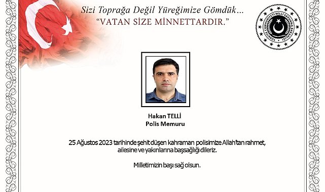 MSB'den şehit polis memuru Hakan Telli için başsağlığı mesajı