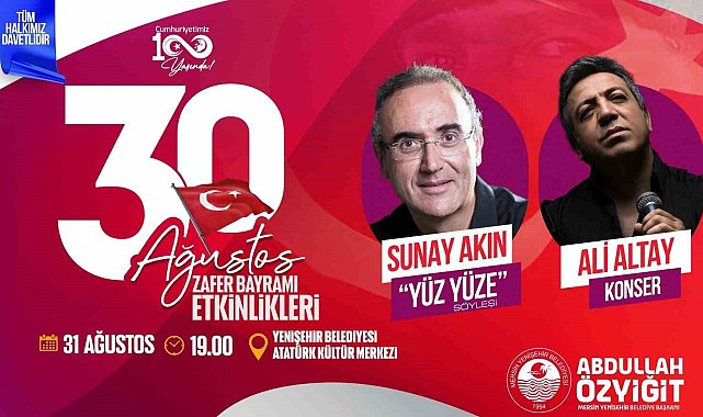 Yenişehir Belediyesi, Sunay Akın ve Ali Altay'ı Mersinlilerle buluşturuyor