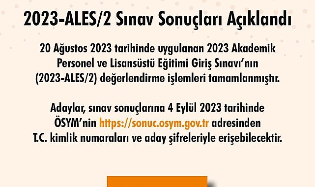 2023-ALES2 sonuçları açıklandı