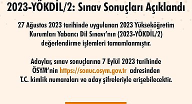 2023-YÖKDİL2 sonuçları açıklandı