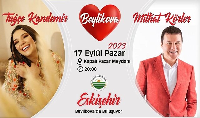 Beylikova'da Tuğçe Kandemir ve Mithat Körler konserleri için davet