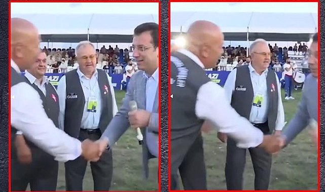 İmamoğlu cazgırı öyle bir anda çekti ki... Güreşçilerin arasında kalmaktan kurtardığı anlar gündem oldu