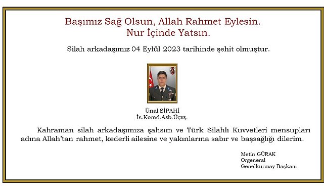 MSB, EYP patlaması sonucu bir askerin şehit olduğunu duyurdu