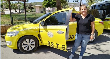 Silifkeli kadın taksici Döndü Temizer, ilgi odağı oldu