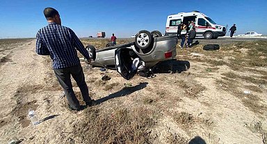 Aksaray'da otomobil takla attı: 1'i çocuk 3 yaralı