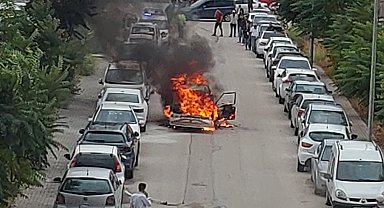 Alev topuna dönen araç büyük paniğe neden oldu