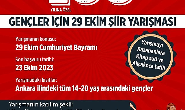 Ankara Büyükşehir Belediyesi'nden Cumhuriyetin 100. yılına özel şiir yarışması