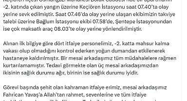 Ankara'da çıkan yangında 1 itfaiye eri şehit oldu