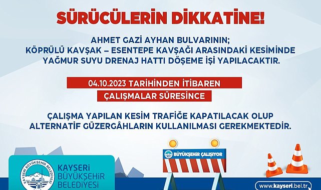 Büyükşehir'den 10 milyon TL'lik yağmur suyu drenaj hattı