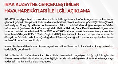 MSB'den Irak'ın kuzeyine hava harekatı: 22 hedef imha edildi