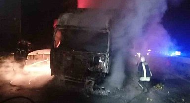 Narenciye yüklü tırda yangın
