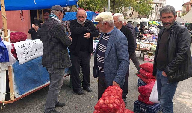 Sattı soğandan elde ettiği geliri Filistin'e gönderecek