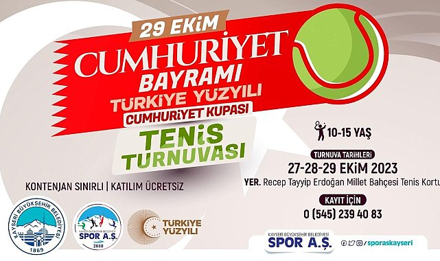 Spor A.Ş'den 29 Ekim'e öze Cumhuriyet Tenis Turnuvası