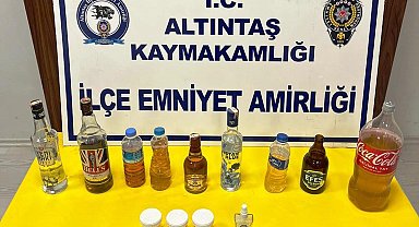 Altıntaş'ta sahte alkol operasyonu