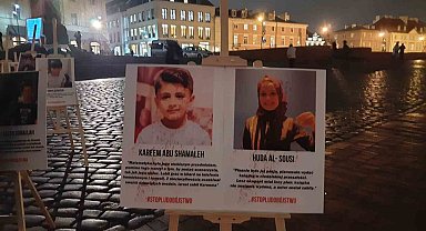 Filistinlilerden Polonya'da "Acımızı Haykırıyoruz" etkinliği