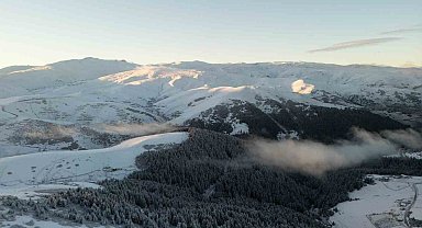 Giresun yaylalarından kartpostallık kar manzaraları