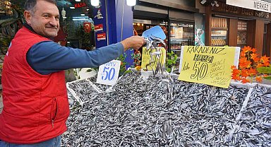 Hamsinin fiyatı 50 liraya düştü, tezgahlar şenlendi
