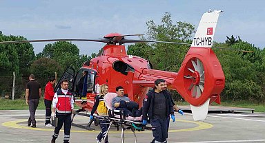 Kalp krizi geçiren vatandaş için ambulans helikopter havalandı
