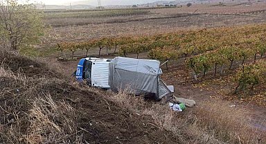 Kontrolden çıkan kamyonet üzüm bağına devrildi: 5 yaralı