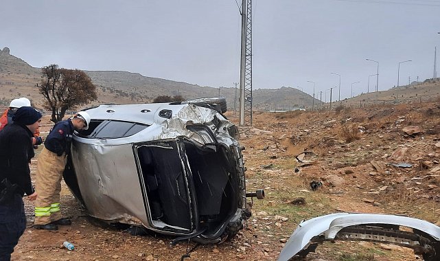 Mardin'de takla atan otomobilin sürücüsü yaralandı