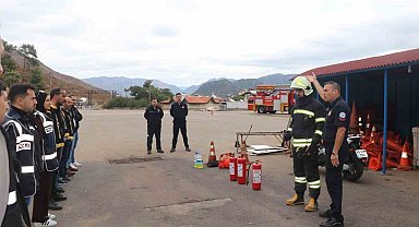 Marmaris'te itfaiyeden polise yangın eğitimi