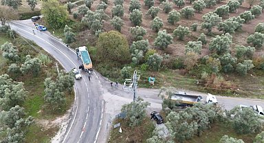 Milas'ta tırlar çarpıştı: 1 yaralı