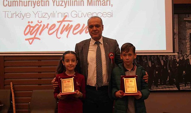 Ortaca'da Öğretmenler günü yarışmasında dereceye giren öğrencilere ödülleri verildi