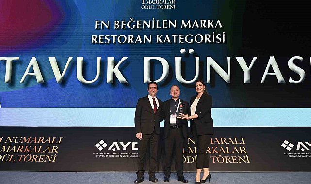 Tavuk Dünyası, 'AVM'lerde En Beğenilen ve Tercih Edilen Restoran' ödülünü aldı