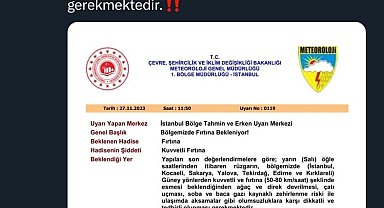 Valilik kuvvetli fırtına için uyardı