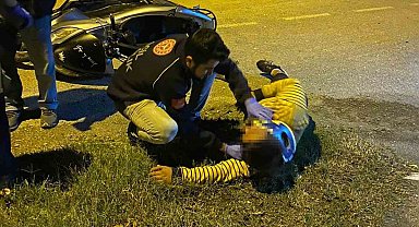 Alkollü motosiklet sürücü hastanelik oldu