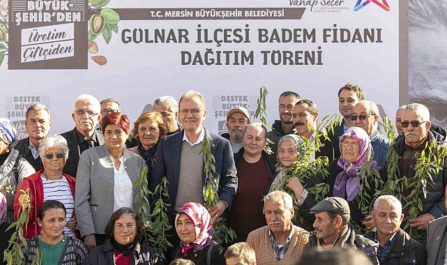 Badem fidanı dağıtım töreni, Gülnarlı üreticilerin yüzünü güldürdü