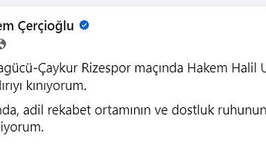 Başkan Çerçioğlu: "Türk sporunda, adil rekabet ortamının ve dostluk ruhunun devam etmesini diliyorum"