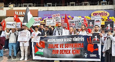 Beyaz önlüklülerden İsrail'e tepki yürüyüşü