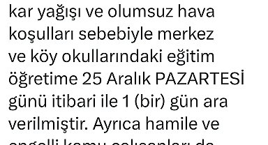 Bingöl'ün 4 ilçesinde taşımalı eğitime ara verildi