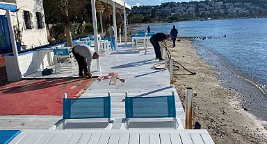 Bodrum'da kıyı işgali yapan işletmeye belediyeden müdahale