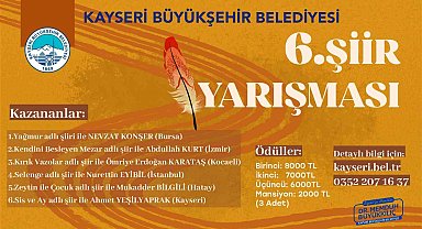 Büyükşehir'in 6'ncı şiir yarışmasında kazananlar belli oldu
