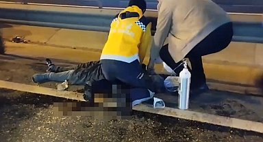 D-100'de hafif ticari aracın çarptığı yaya ağır yaralandı