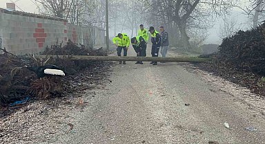 Devrilen direğe çarpan motosikletin sürücüsü yaralandı