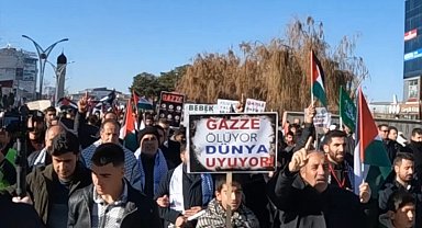 Erciş'te 'Filistin'e özgürlük İsrail'e lanet' yürüyüşü
