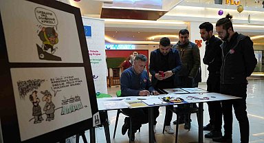 Erzincan'da kış temalı karikatür sergisi açıldı