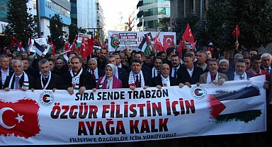 HAK-İŞ Filistin'e destek için Trabzon'da miting düzenledi
