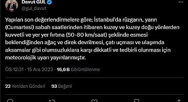 İstanbul için fırtına uyarısı yapıldı