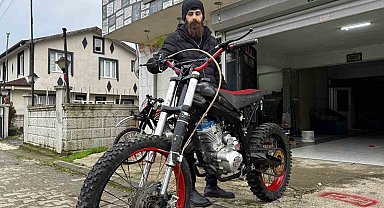 Kendi imkanlarıyla evinin altında dağ motoru yaptı